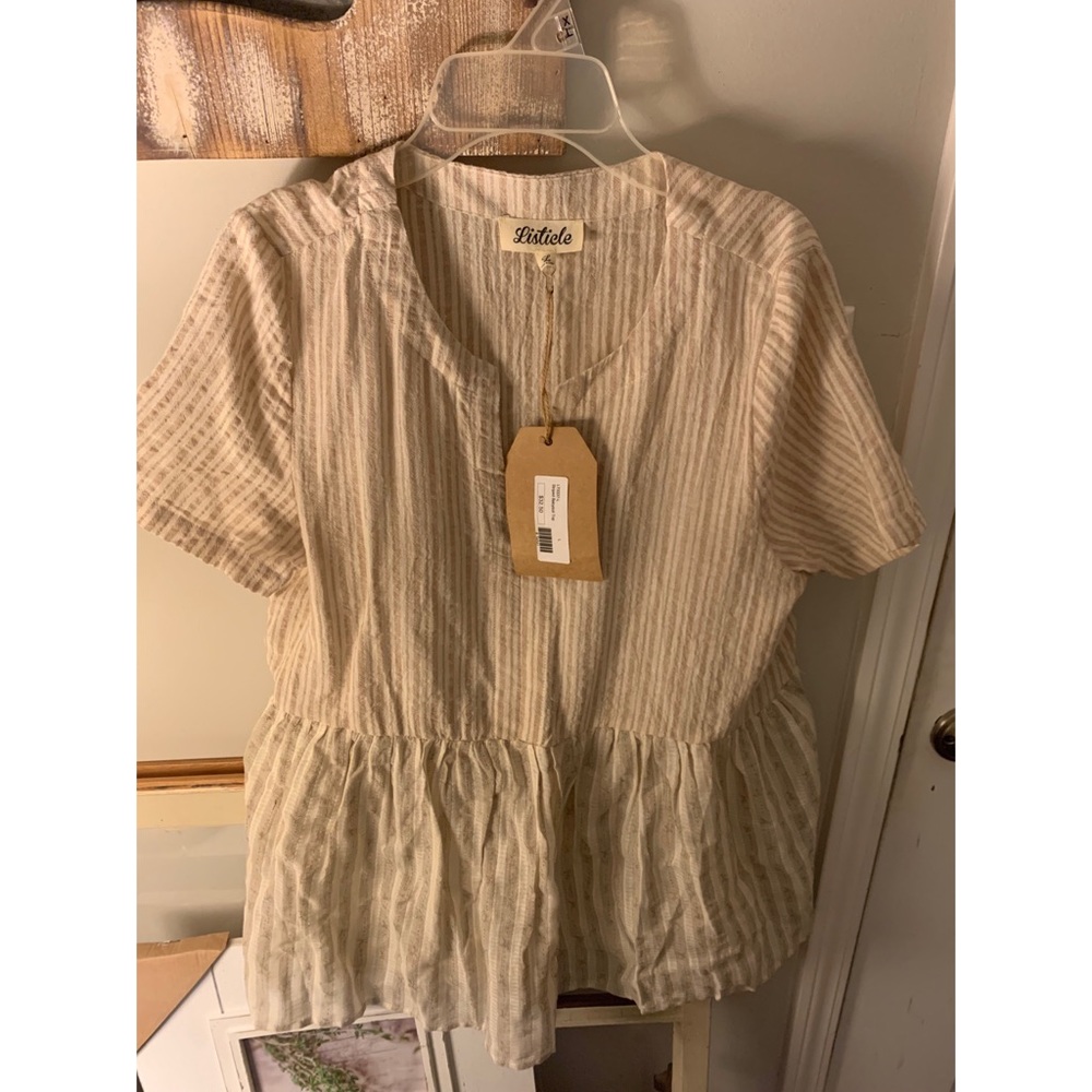 Listicle Peplum Striped Baby Doll Top